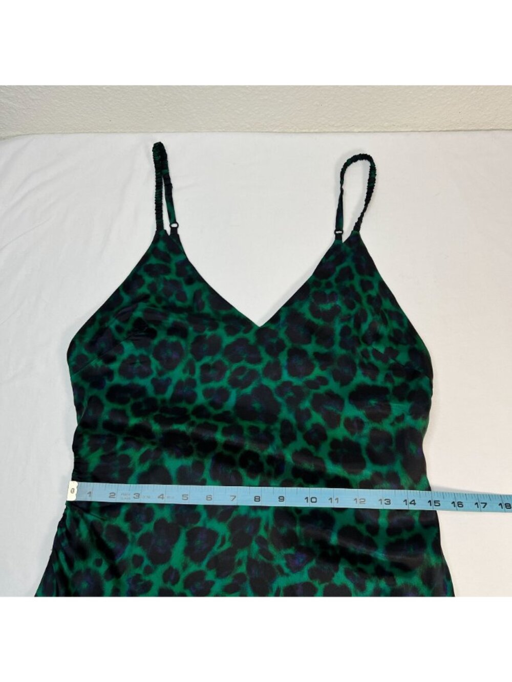 Sandro Amazonie Leopard Print Satin Midi Slip Dress Green Animal Print US 4 - Picture 10 of 16